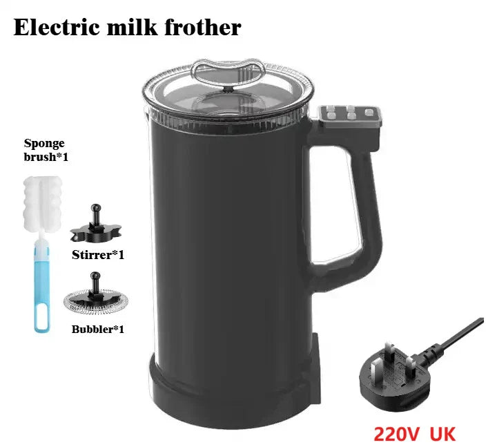 110V/220V Milk Frother 4-in-1 Home Coffee Latte Maker Hot Cold Beverages Dual Function Stainless Steel Electric Milk Frother