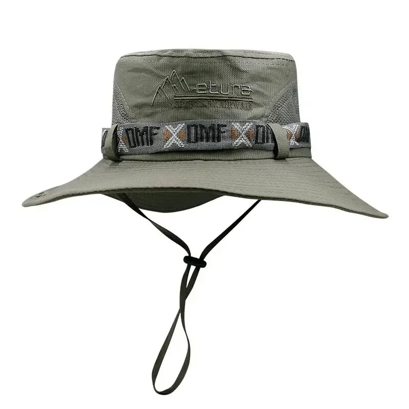 1Set bucket hat Summer Men UV Protection Hiking Beach Sunscreen Cap Bucket Hats Summer Hunting Hat Mesh Fisherman Safari Hat