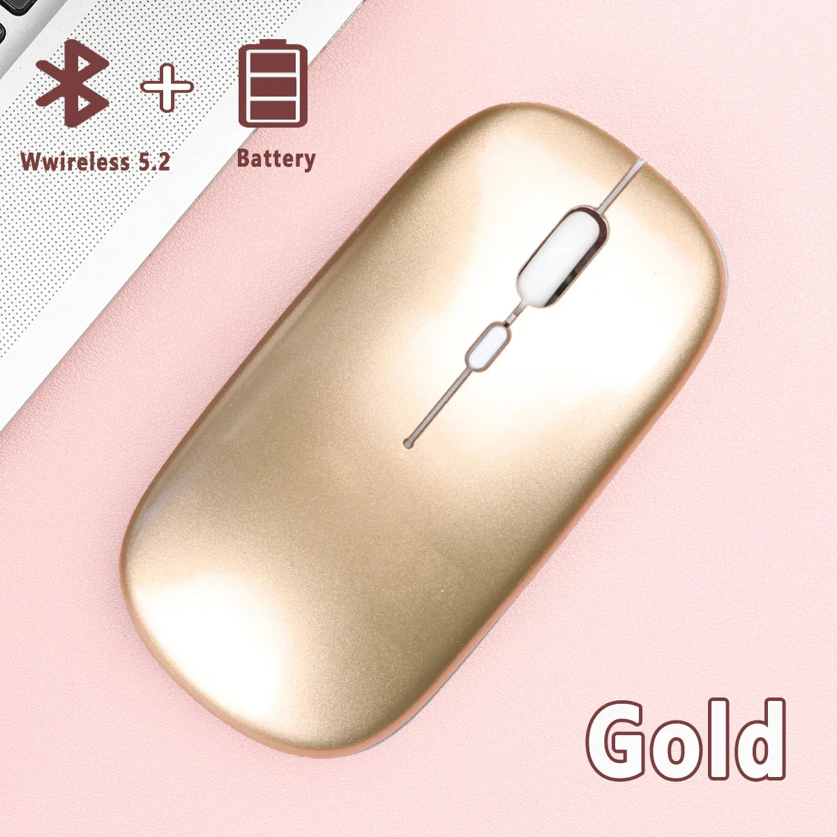 Bluetooth 5.0 Wireless Mouse Ultra Slim Portable Silent Ergonomic for Laptop Tablet PC MacBook Phone Adjustable DPI Ergonomic