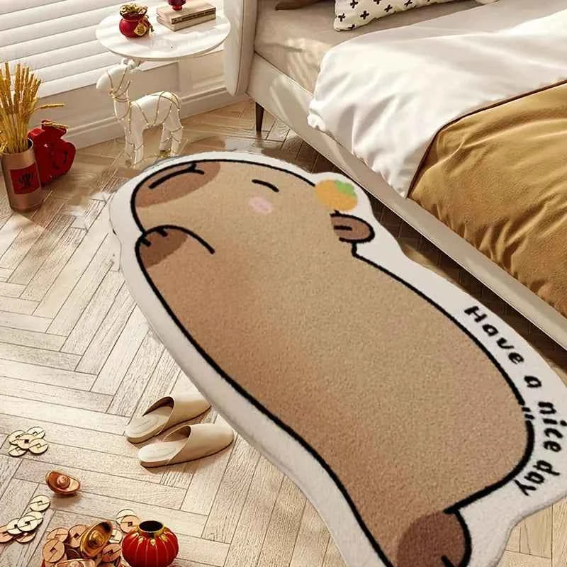 Cute Capybara Rug Warmth-Retaining & Non-Slip Bedroom & Mat