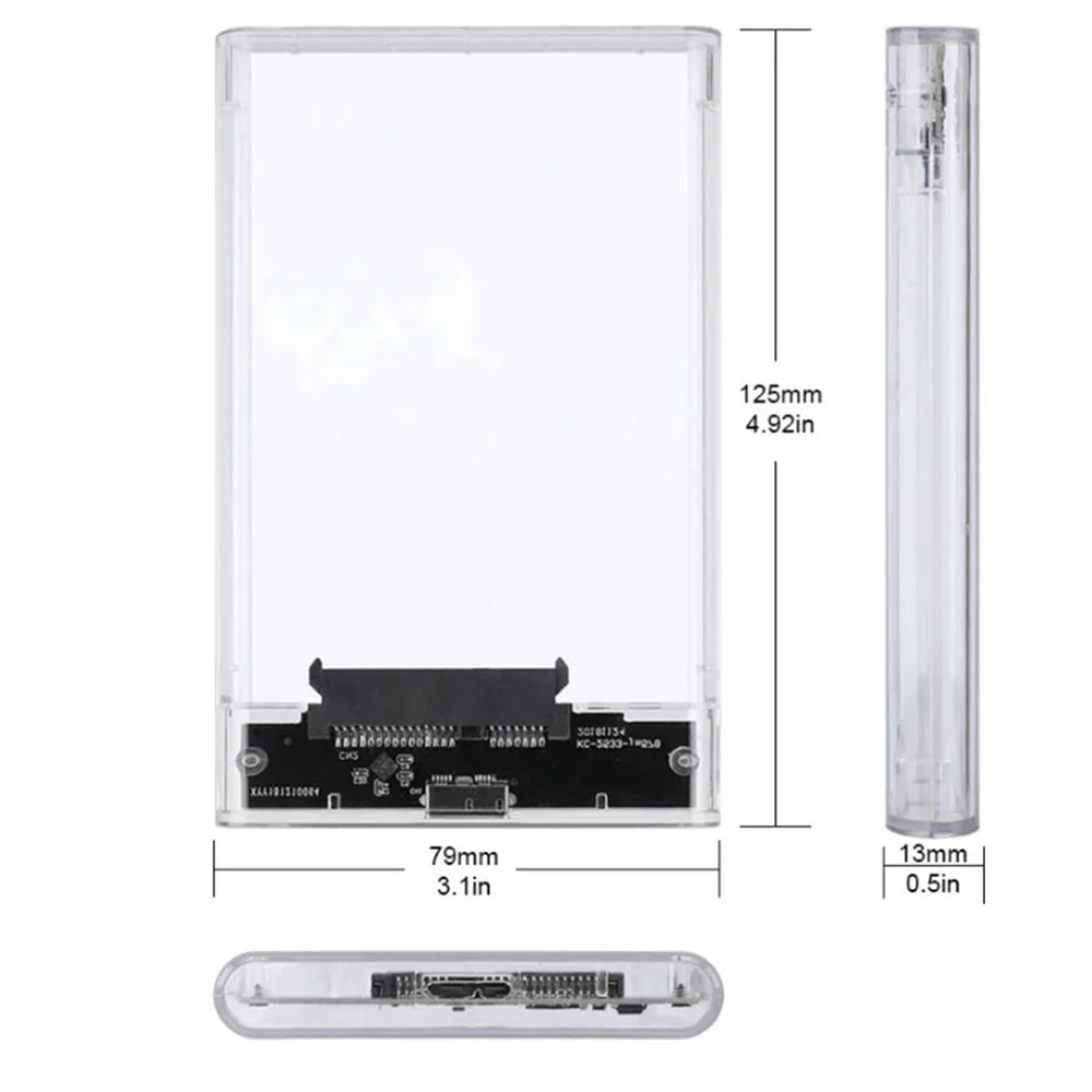 USB 3.0 HDD Enclosure 2.5inch SATA SSD Hard Drive Case with 5Gbps Transfer Speed Mobile External Housing Harddisk Boxs Cable