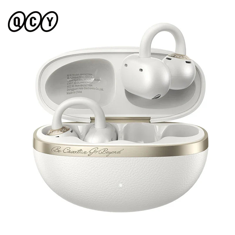 QCY Crossky C50 Open Ear Wireless Earbuds Bluetooth 6.0 Comfort Clip On Sports Earphone 4 Mic AI Clear Call Bass Boost Headphone