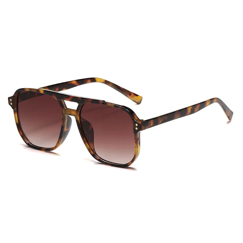 Hiking Classic Oversized Pilot Anti Light Glasses Women Vintage Double Bridge Big Oval Sun Shades Unisex Yellow Lens Eyewear