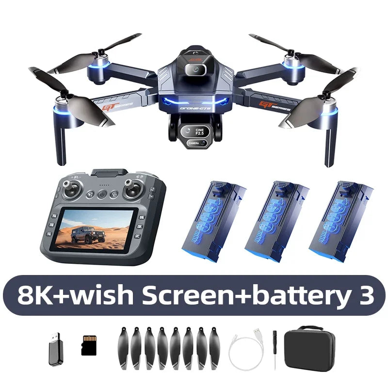 Lenovo Drone With screen RC 8K Professional HD Aerial Photography GPS Laser obstacle avoidance Three-axis gimbal Aircraft
