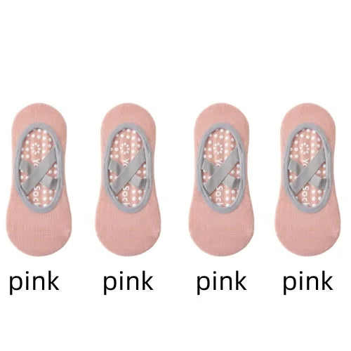 1/ 4Pair Professional Women Yoga Sock Silicone Anti-slip Ballet Pilates Socks Women Backless Breathable Bandage Yoga Sport Socks
