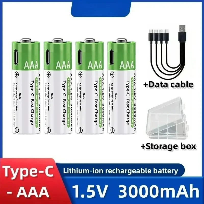2025NEW Lithium-Ion Battery Type-C Rechargeable High-Capacity Battery AA&AAA Battery For remote control, mouse, electric toys