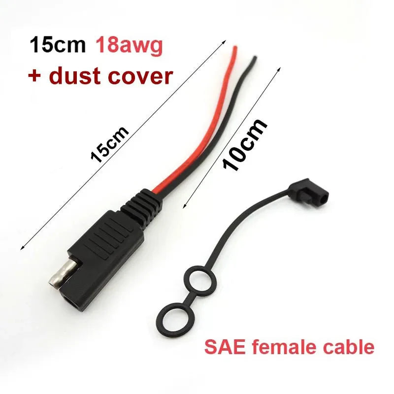 DIY SAE 12V 18AWG 15CM Power Automotive Extension Cable Male Female Plug Wire Connector Cable