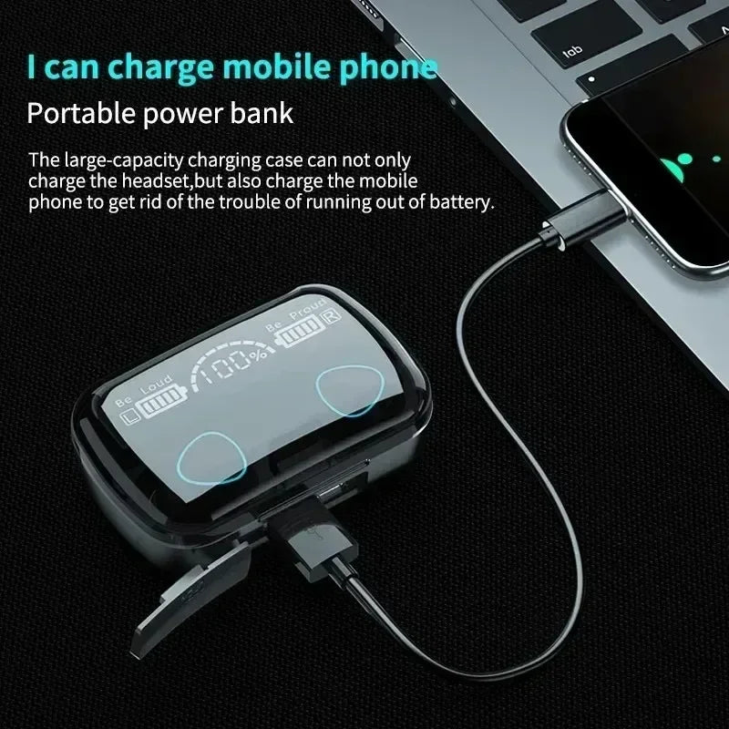 Original M10 Wireless Bluetooth Earpods Noise Canceling Headphones with Mic Stereo Sound Gamer Speaker for Sports