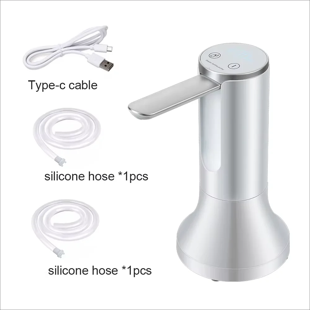 HOMEFISH Electric Water Bottle Pump 1200mAh Type C Rechargeable LED Display Automatic Touch Button 3 Quantitative Settings
