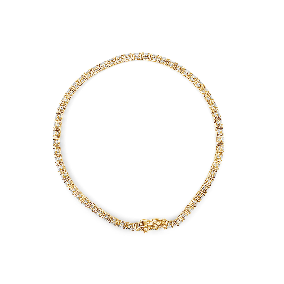 Bracelet tennis classique en or jaune 14 carats avec diamants de 5,00 carats