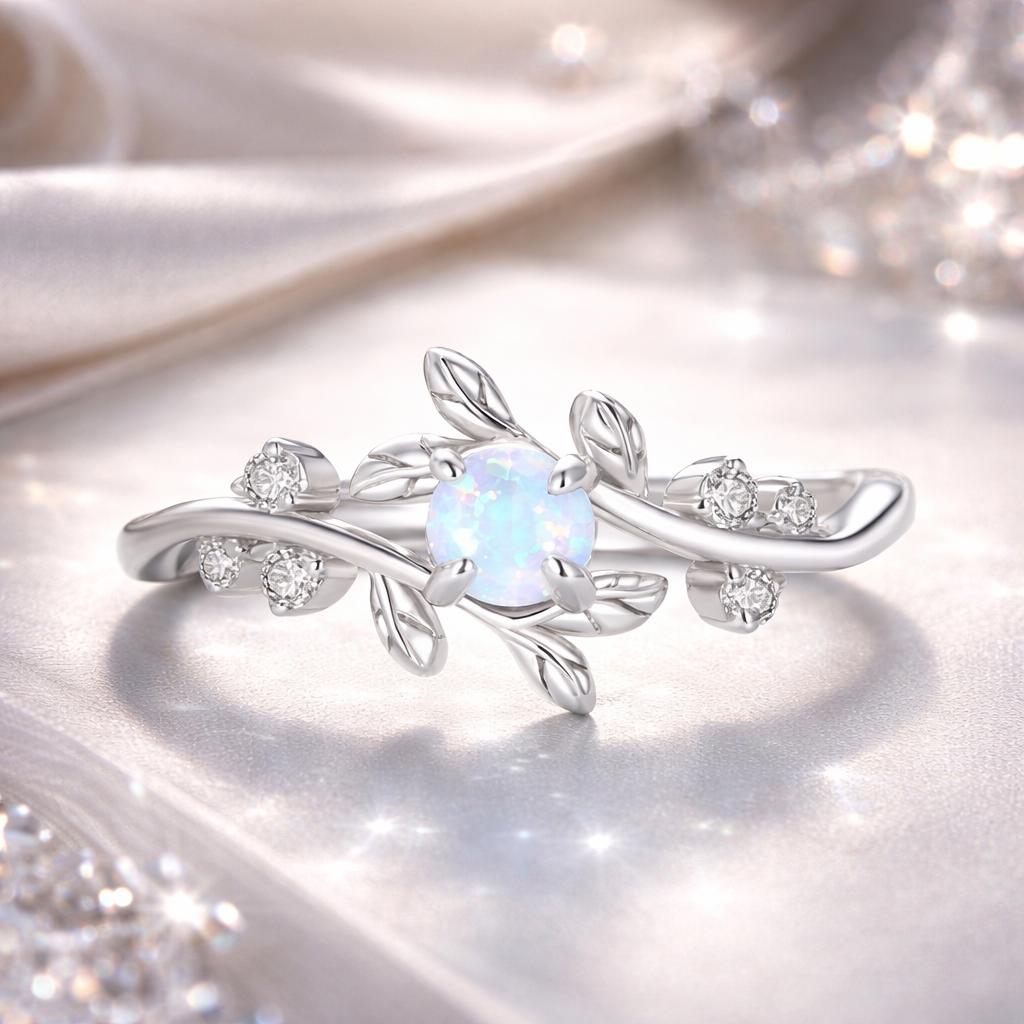 Bague femme en argent sterling 925, opale et oxyde de zirconium, 0,2 cm, taille 6.0