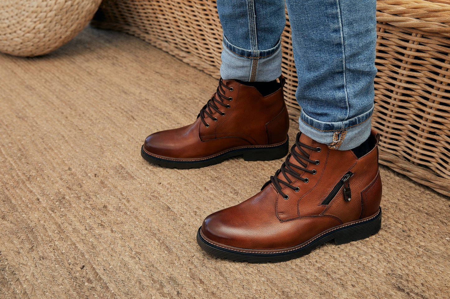 CALTO - Y42072 - 2.8 Inches Taller (Brown) - Dressy Casual Boots