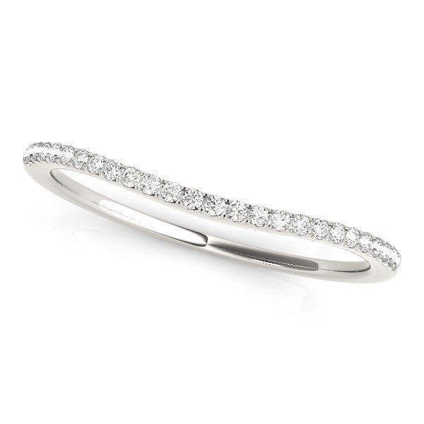 Alliance de mariage incurvée en or blanc 14 carats sertie de diamants (1/10 carat poids total)