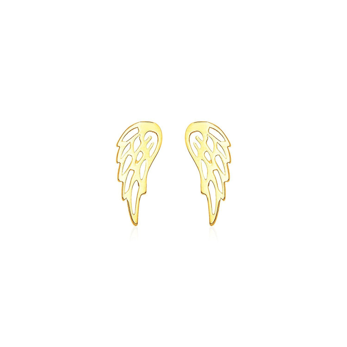 Boucles d'oreilles clous en or jaune 14 carats poli en forme d'ailes