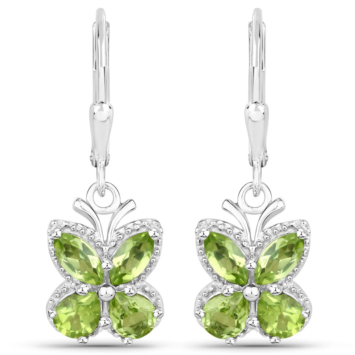 Boucles d'oreilles en péridot véritable 2,28 carats en argent sterling 925