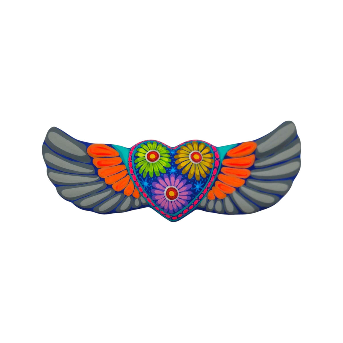 Alebrije Heart Wall Art | Colorful Mexican Wings