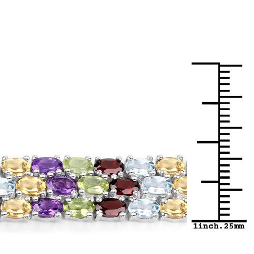 Bracelet en argent sterling .925 véritable de 23,74 carats serti de plusieurs pierres