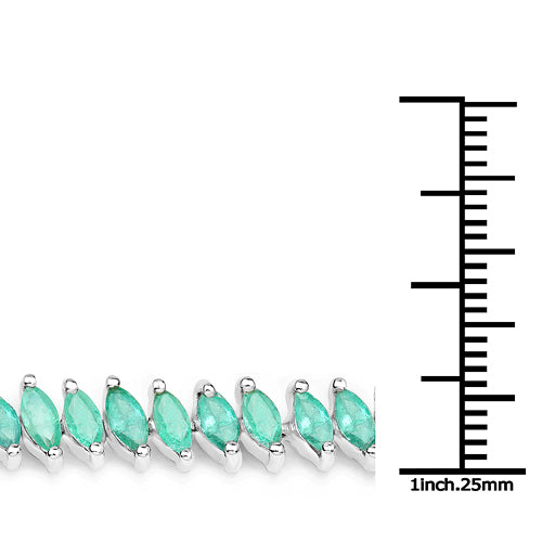 Bracelet en argent sterling .925 et émeraude de Zambie véritable de 6,82 carats
