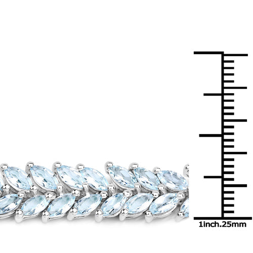 Bracelet en argent sterling 925 avec aigue-marine naturelle de 10,12 carats
