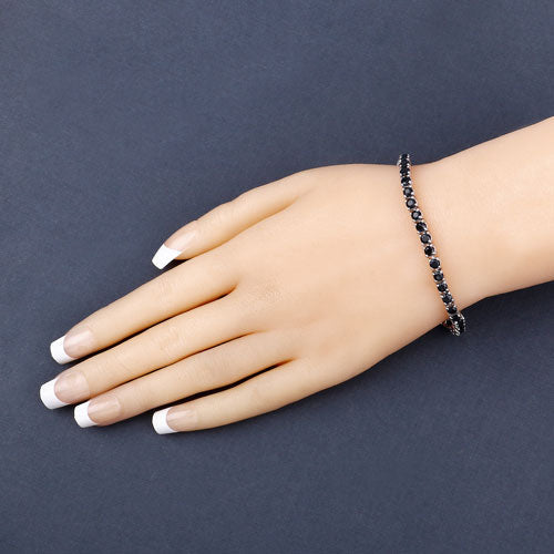 Bracelet en argent sterling .925 avec saphir bleu véritable de 8,36 carats