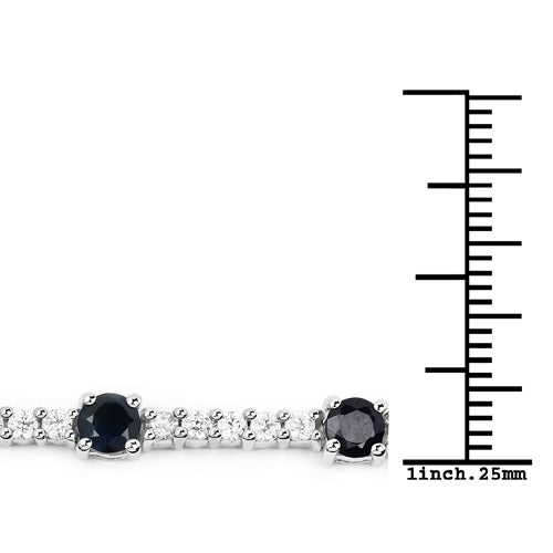 Bracelet en argent sterling .925 avec saphir bleu véritable de 6,21 carats et zircon blanc