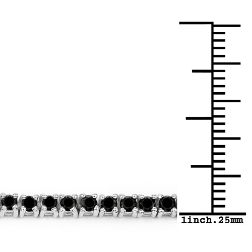 Bracelet en argent sterling .925 avec diamant noir véritable de 2,19 carats