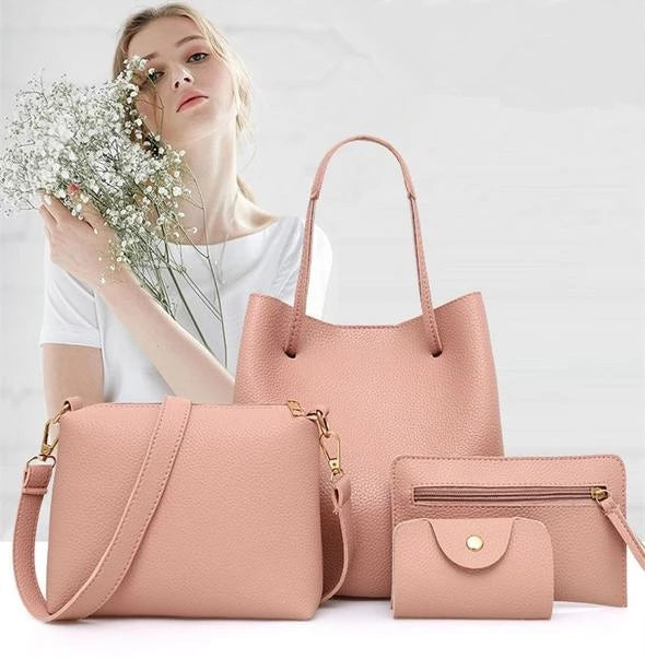 Fashionable Solid Color Mother-Daughter Bag Set (4 Pieces)