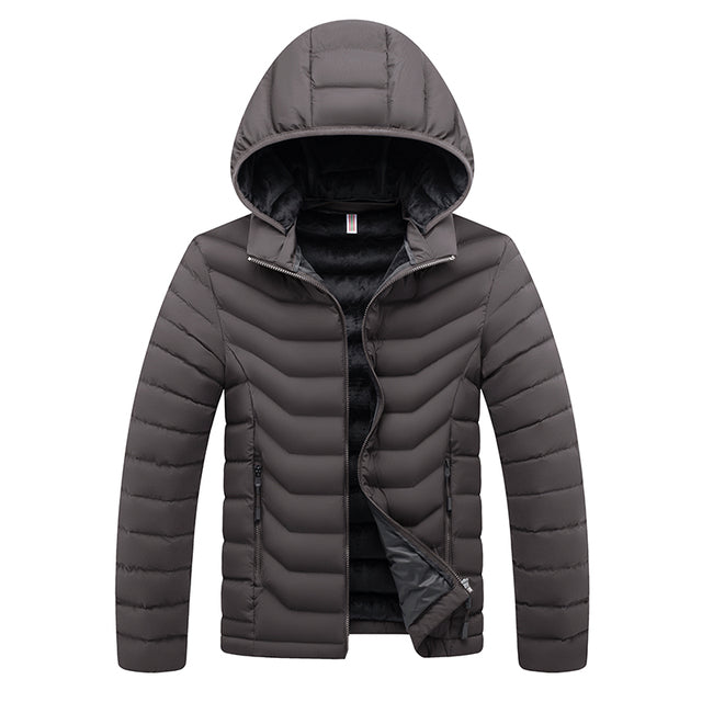 Men's Winter Casual Hooded Parka Jacket with Detachable Hat