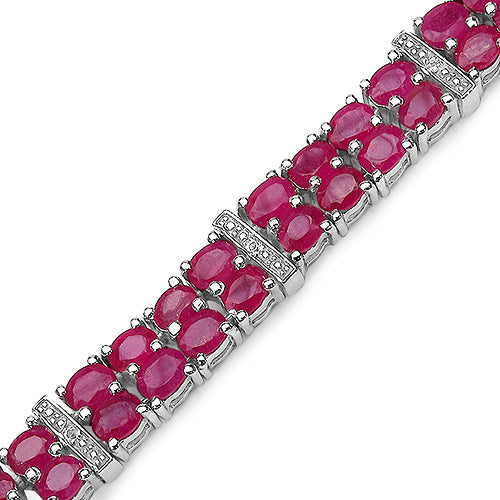Bracelet en argent sterling .925 avec rubis véritable traité (verre au plomb) de 16,77 carats et topaze blanche