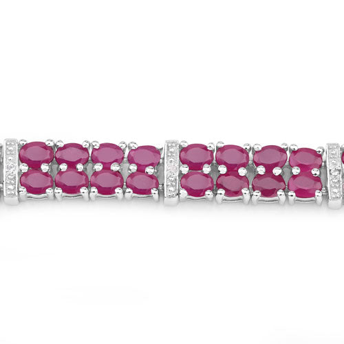 Bracelet en argent sterling .925 avec rubis (rempli de verre) de 17,65 carats et topaze blanche