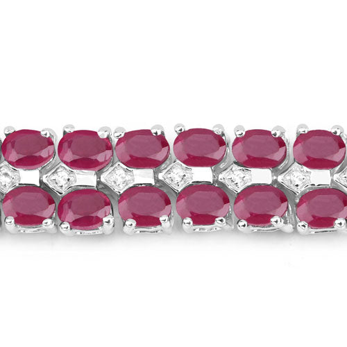 Bracelet en argent sterling .925 avec rubis (verre, 20,03 carats) et topaze blanche