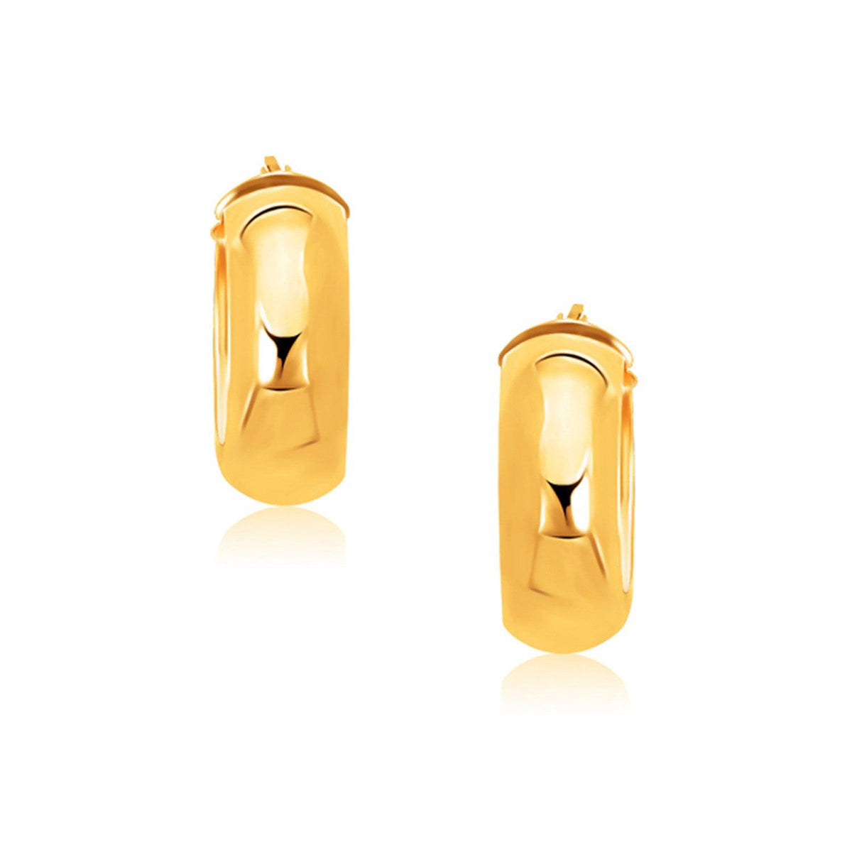 Boucles d'oreilles créoles moyennes larges en or jaune 14 carats avec fermoir à cliquet
