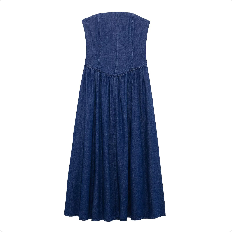 Women's Stylish Denim Midi Dress