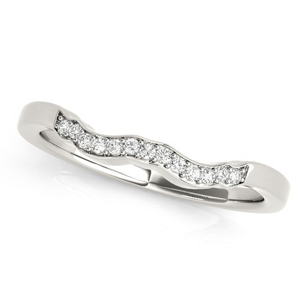 Alliance en or blanc 14 carats, motif ondulé avec diamants (1/15 carat poids total)