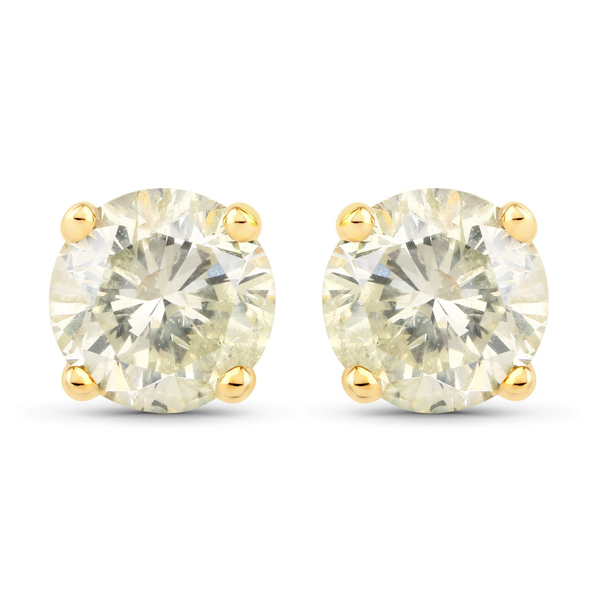 Boucles d'oreilles en or jaune 14 carats avec diamant LB véritable de 1,24 carat