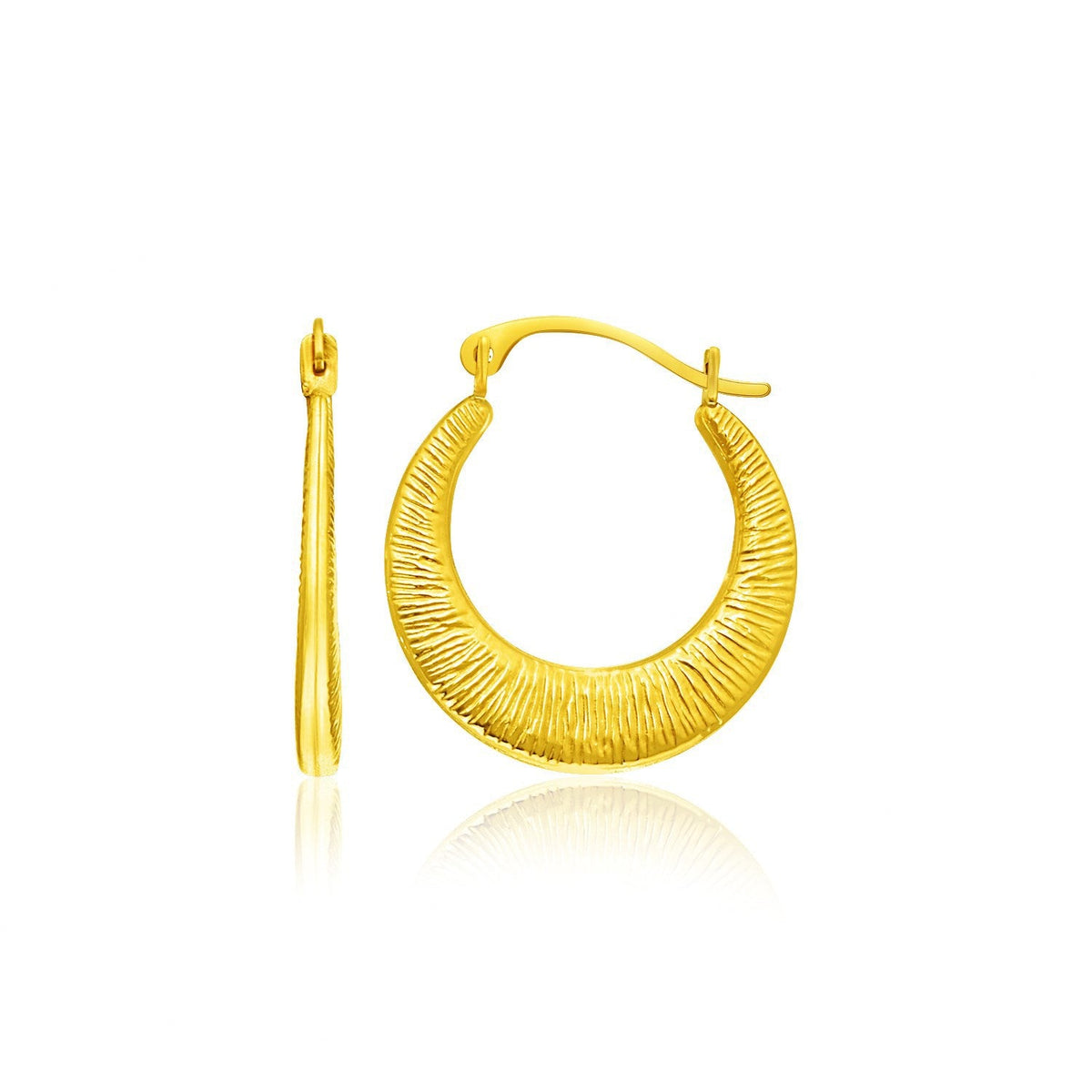 Créoles Texturées Rondes Dégradées en Or Jaune 14 carats