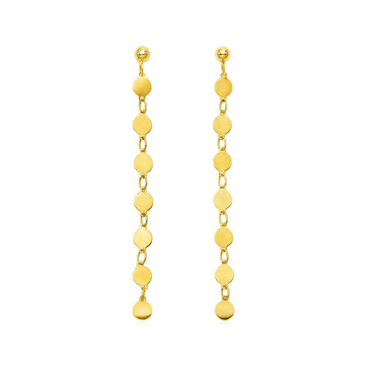 Boucles d'oreilles pendantes en or jaune 14 carats avec cercles polis