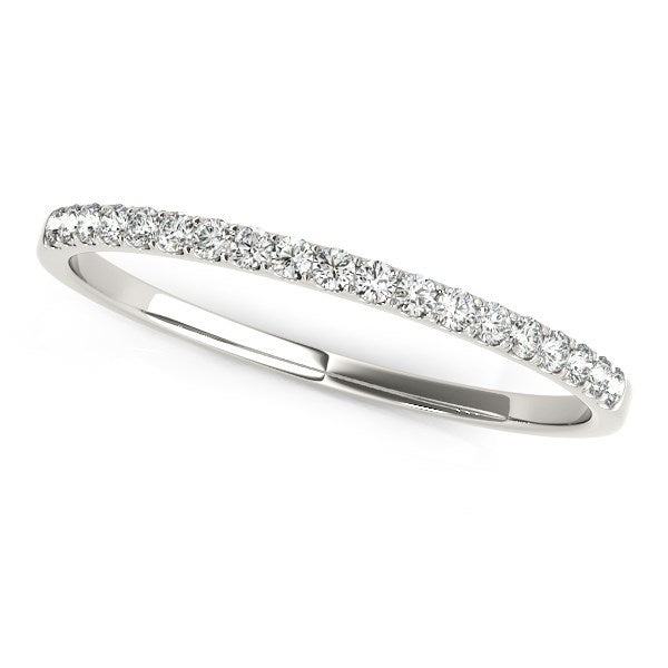Bague de mariage en or blanc 14 carats avec pavé de diamants (total 0,125 carat)