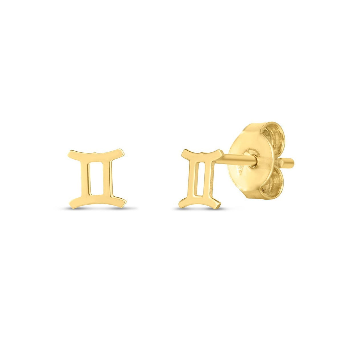 Boucles d'oreilles clous Gémeaux en or jaune 14 carats