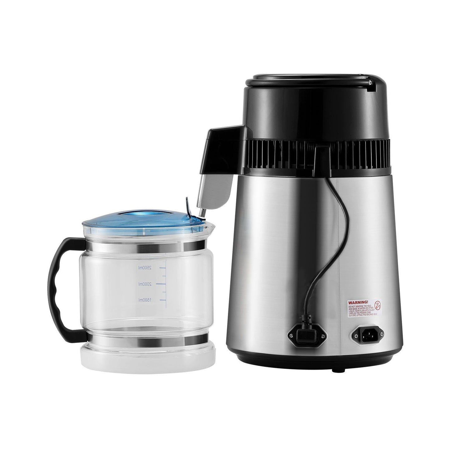 Water Distiller, 4L 1.05 Gallon Pure Water Purifier Filter For Home Countertop, 750W Distilled Water Maker, Stainless Steel Interior Distiller Water Making Machine to Make Clean Water, Silvery