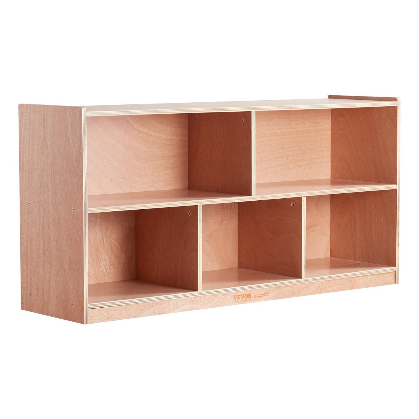 Cubby Toy Organizer Storage Cabinet, 5-Compartment Cubby Storage Shelf, 48''W Kids Toy Storage Cabinet 2-Shelf, Classroom Cubbies, Classroom Furniture for Home, Daycare and Preschool, Natural