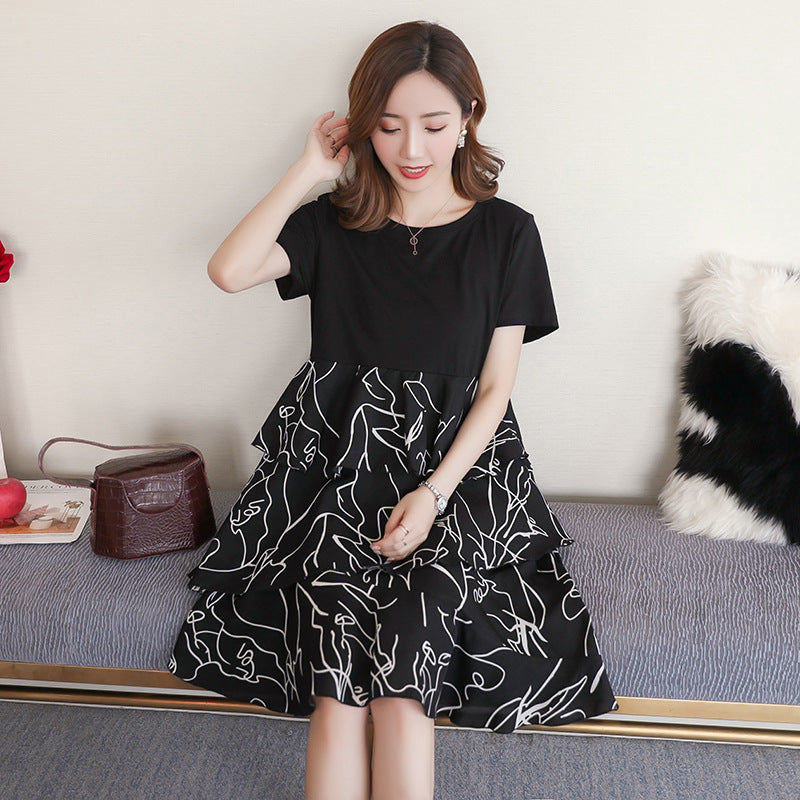 Summer Maternity Dress with Chiffon T-Shirt Design