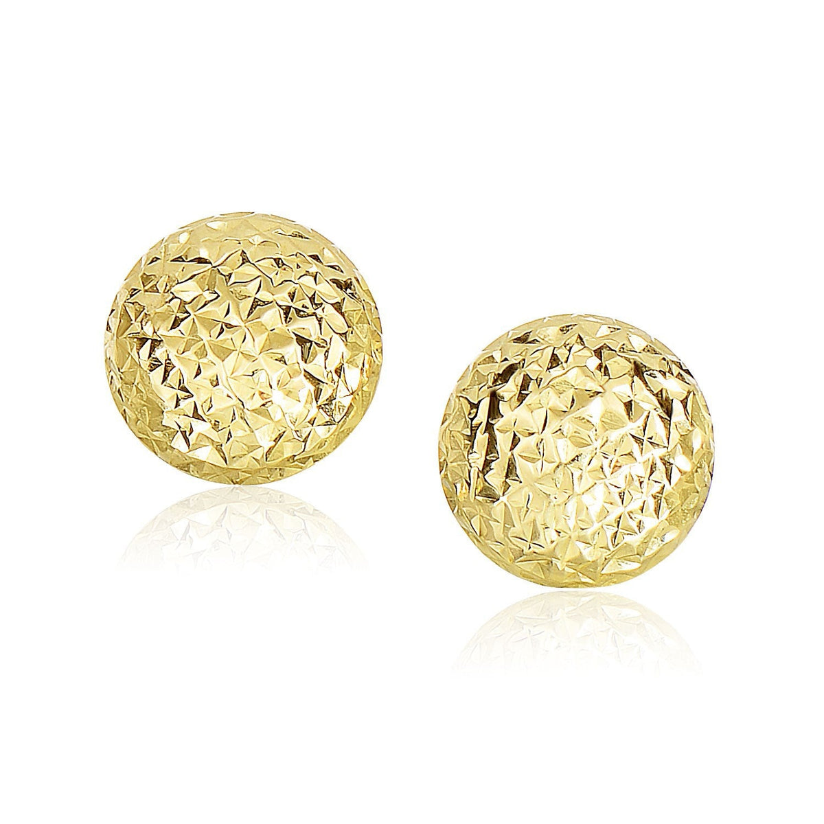 Boucles d'oreilles rondes bouffantes en or jaune 14 carats avec coupes diamantées