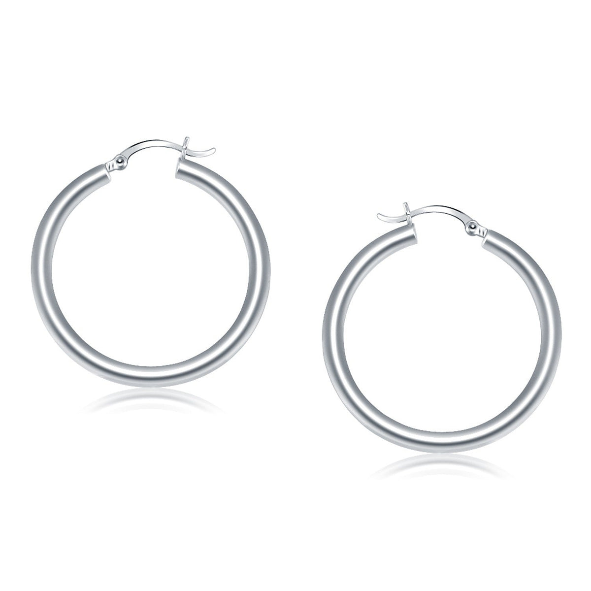 Boucles d'oreilles créoles polies en or blanc 14 carats (40 mm)