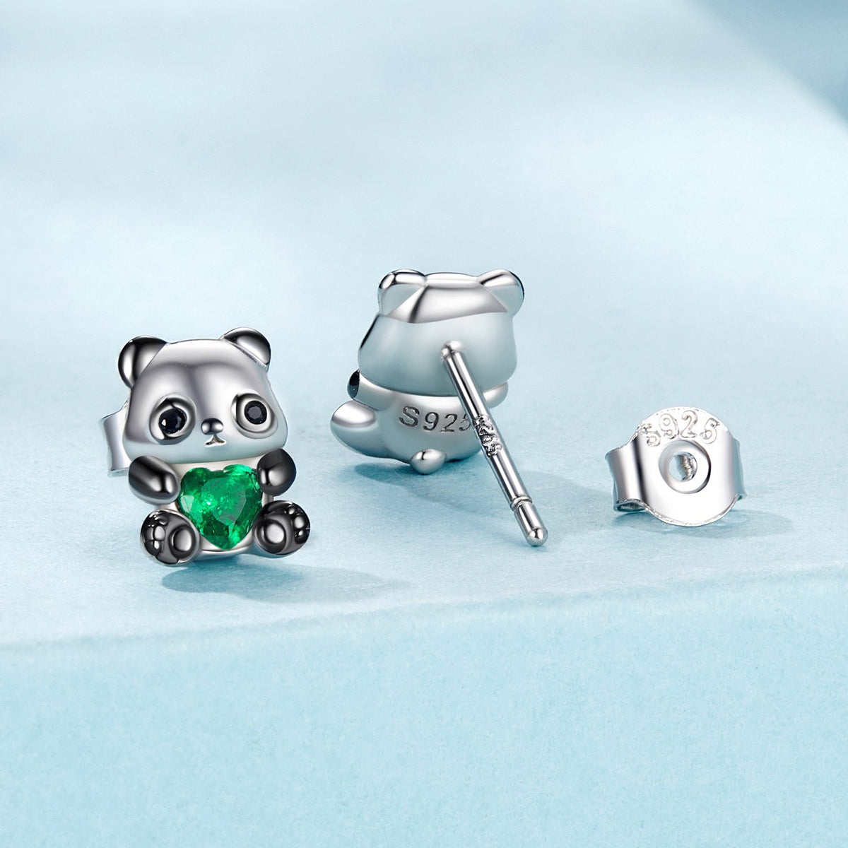 Boucles d'oreilles en argent sterling 925 avec pavé de zircones cubiques en or blanc et noir