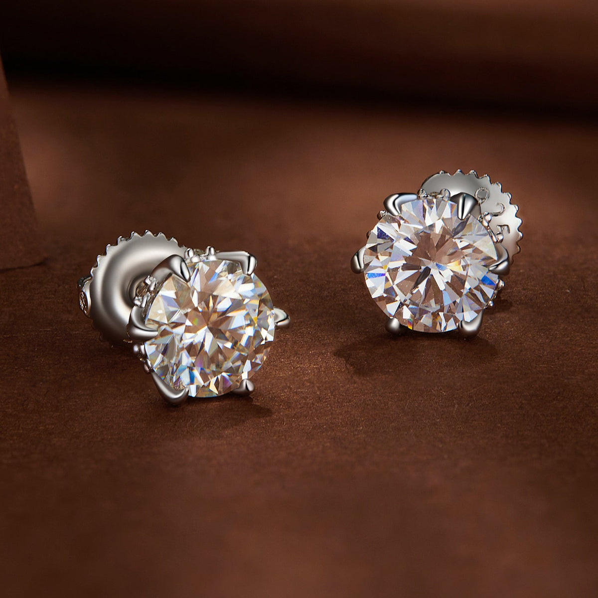 Boucles d'oreilles en moissanite de 6,5 mm en argent sterling 925 pour femme