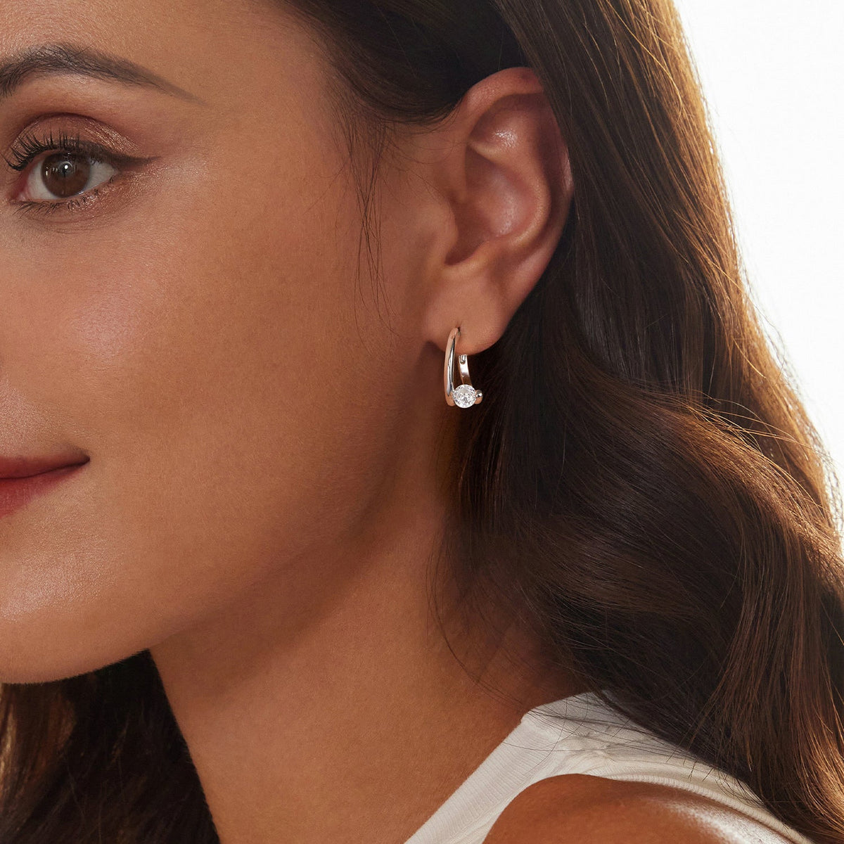 Boucles d'oreilles en argent sterling 925 avec pavé de zircone cubique, plaqué platine, 15x7mm pour femmes