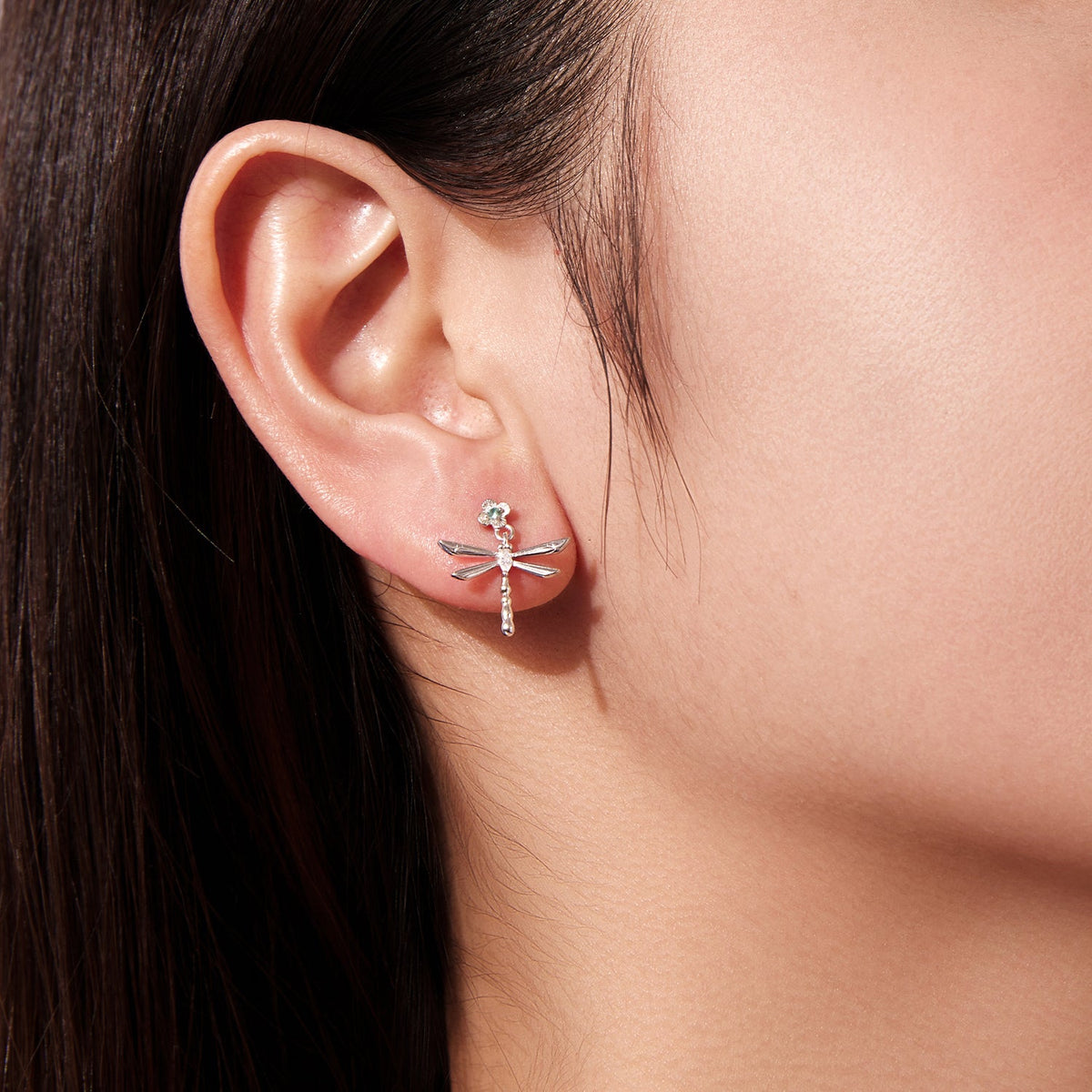 Boucles d'oreilles en argent sterling 925 avec zircons cubiques sertis pavé et verre transparent