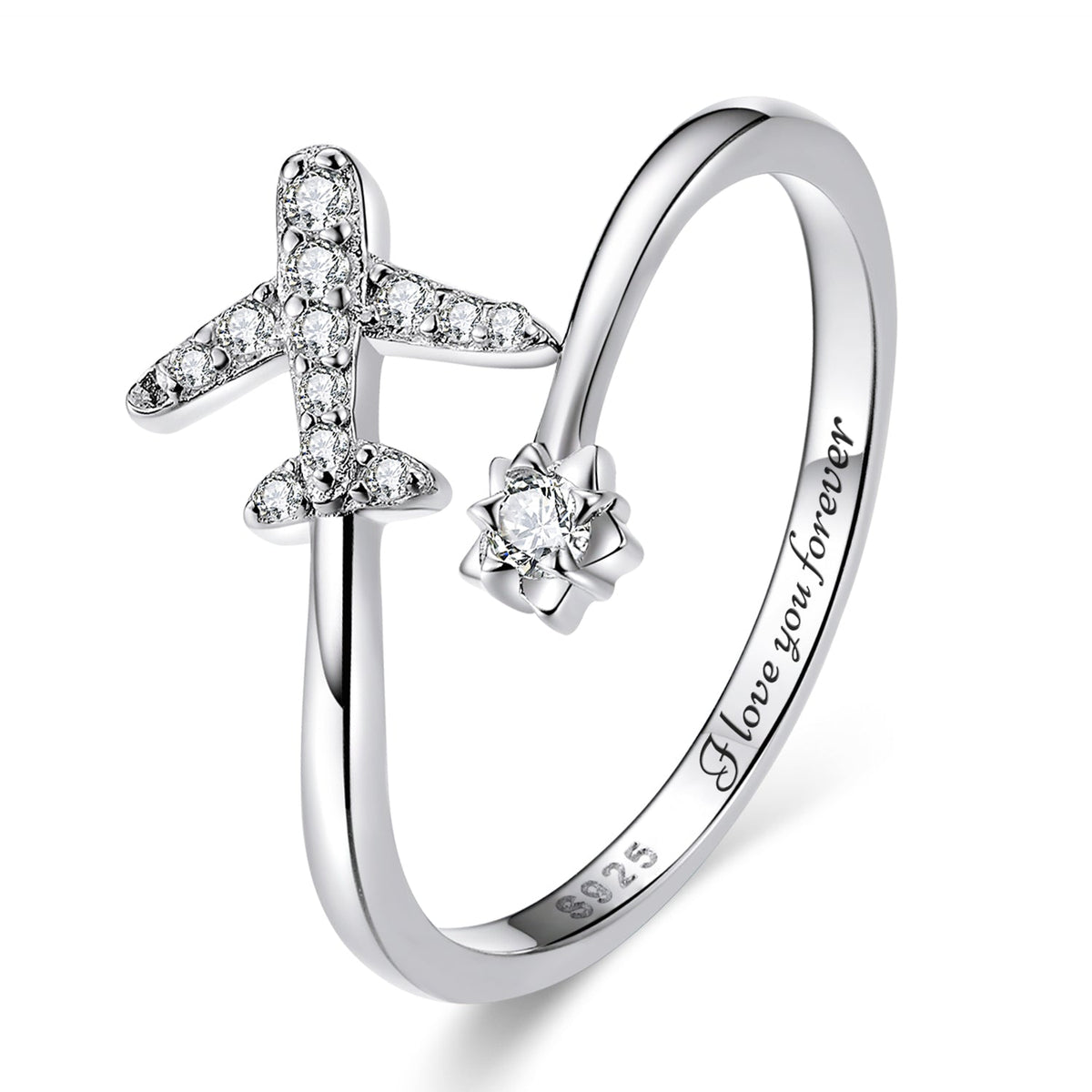 Bague en argent sterling 925 avec oxyde de zirconium serti pavé, taille nan, pour femme