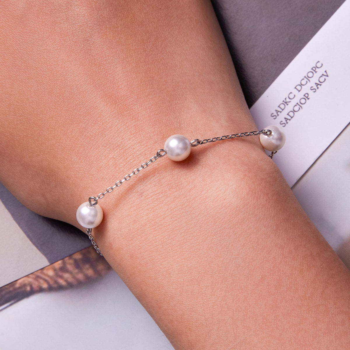 Bracelet réglable en argent sterling 925 avec perle pour femme